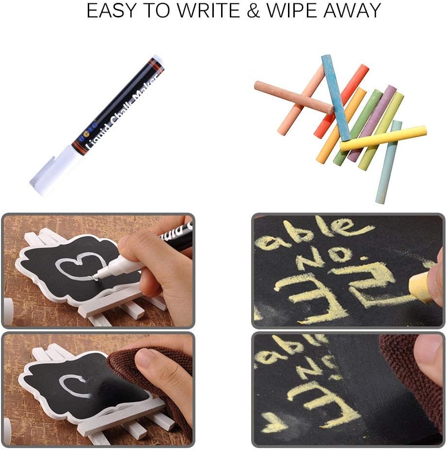 UCEC Mini Chalkboards with White Wooden Easel,Suit for Marker & Chalk,Perfect for Wedding Party and Daily Home Decoration-Pack of 8: Home & Kitchen