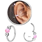 2 Pcs Small Cartilage Hoop Earrings for Women Men, 18G Opal Silver Earrings Hypoallergenic 316L Surgical Steel Hinge Huggie Hoop Earrings for Helix,Tragus,Conch,Rook,Earlobe Piercing Jewelry Nose Ring