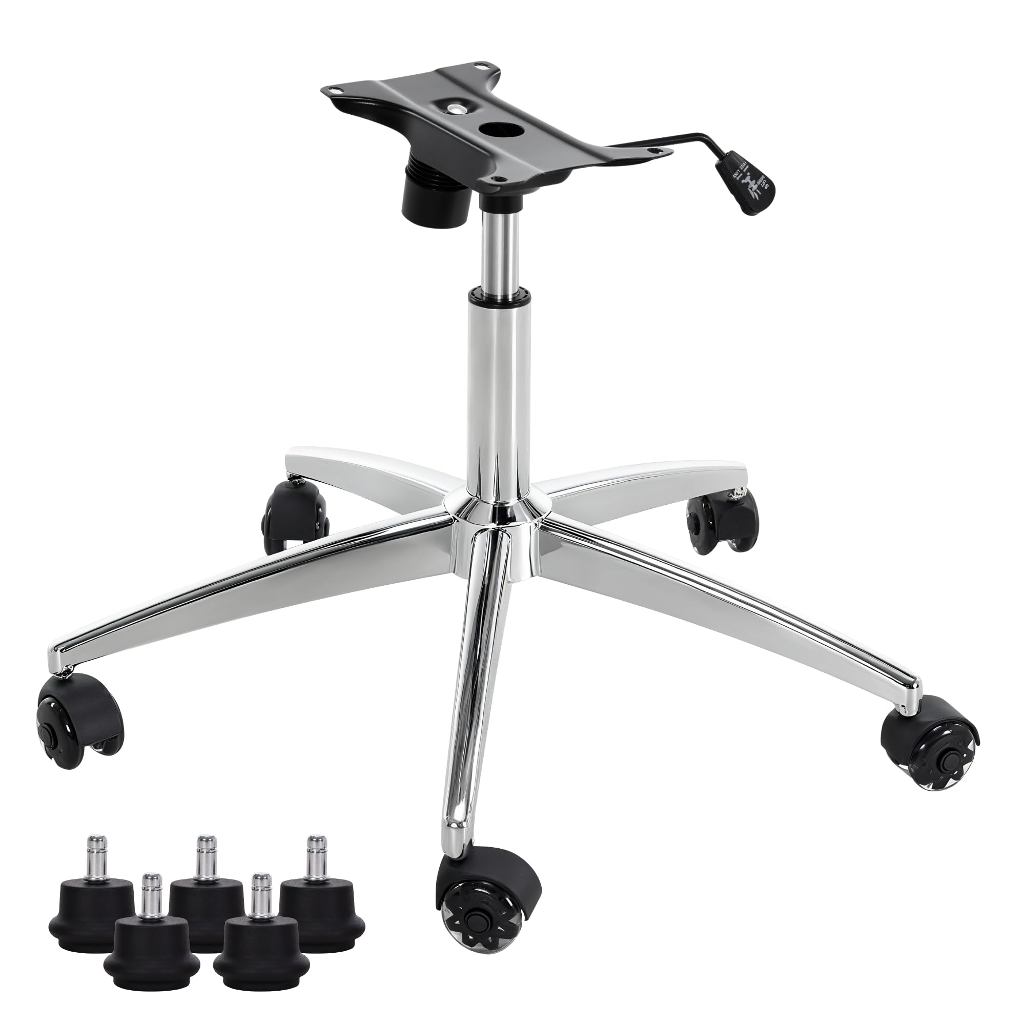 Photo 1 of Frassie Heavy Duty Gaming Office Chair Metal Base Set Replace Part with Bottom Plate Stand Cylinder, 5 Wheels Bell Glides Replacement (Silver)