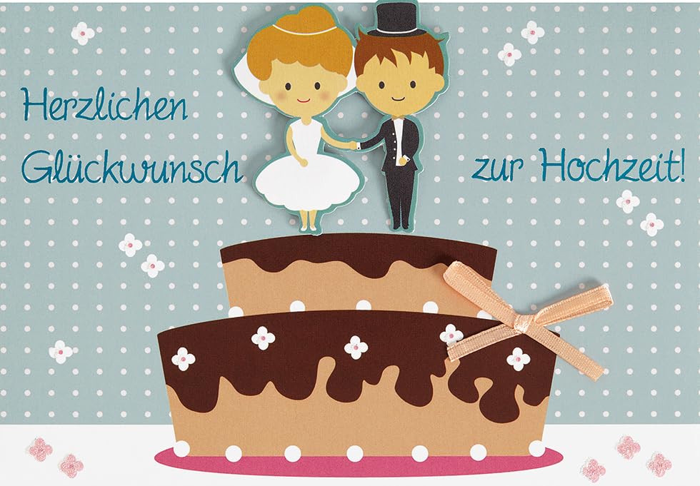 Lifestyle Wedding Card - Couple on Cake - Bow - 11.6 x 16.6 cm
