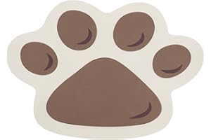 Le couranT Pet Feeding Plastic Placemat -Cat Dog Mat for Food and Water Bowl, Absorbent Quick Dry Food Mat, Anti-Slip No Stains Dog mat with Footprints for Messy Drinkers,Cute Cat Paw-12x17 in