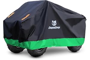 CoukouCover ATV Cover, Heavy Duty Waterproof Quad Cover All Weather Outdoor Protection 4 Wheel Cover with Reflective Stripes for Honda Kawasaki Yamaha Suzuki (XL 82" Green)