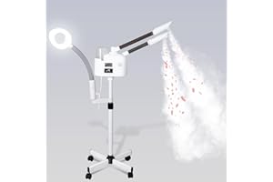 HomGarden Pro 3 in 1 Facial Steamer for Face Deep Cleaning, 5X LED Floor Magnifying Lamp UV Ozone Hot/Cool Mist Function Face Steamer Salon Spa Beauty Skin Care Equipment