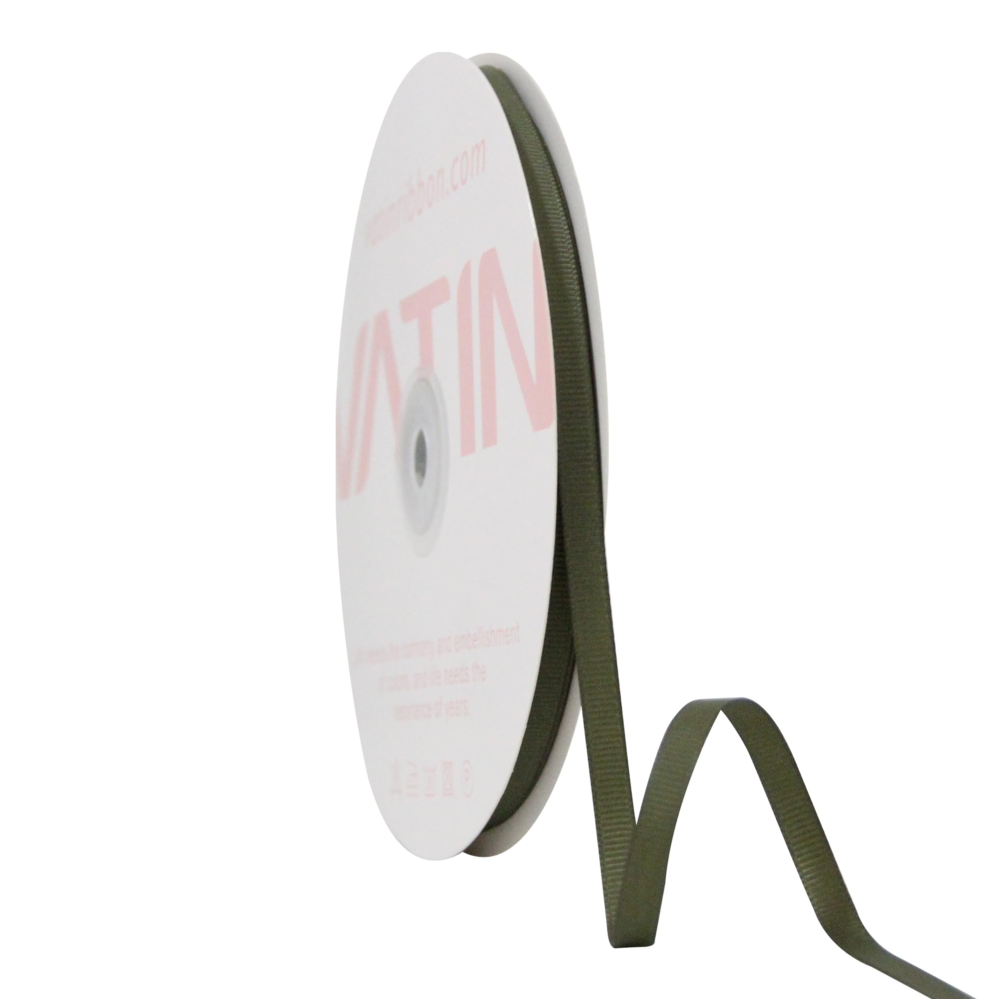 VATIN Solid 6 mm X 45 Metres Deep Sage Grosgrain Ribbon 45 Metres Each Roll Perfect for Crafts, Wedding Decor, DIY Hair Accessories, Sewing, Gift Package Wrapping and More