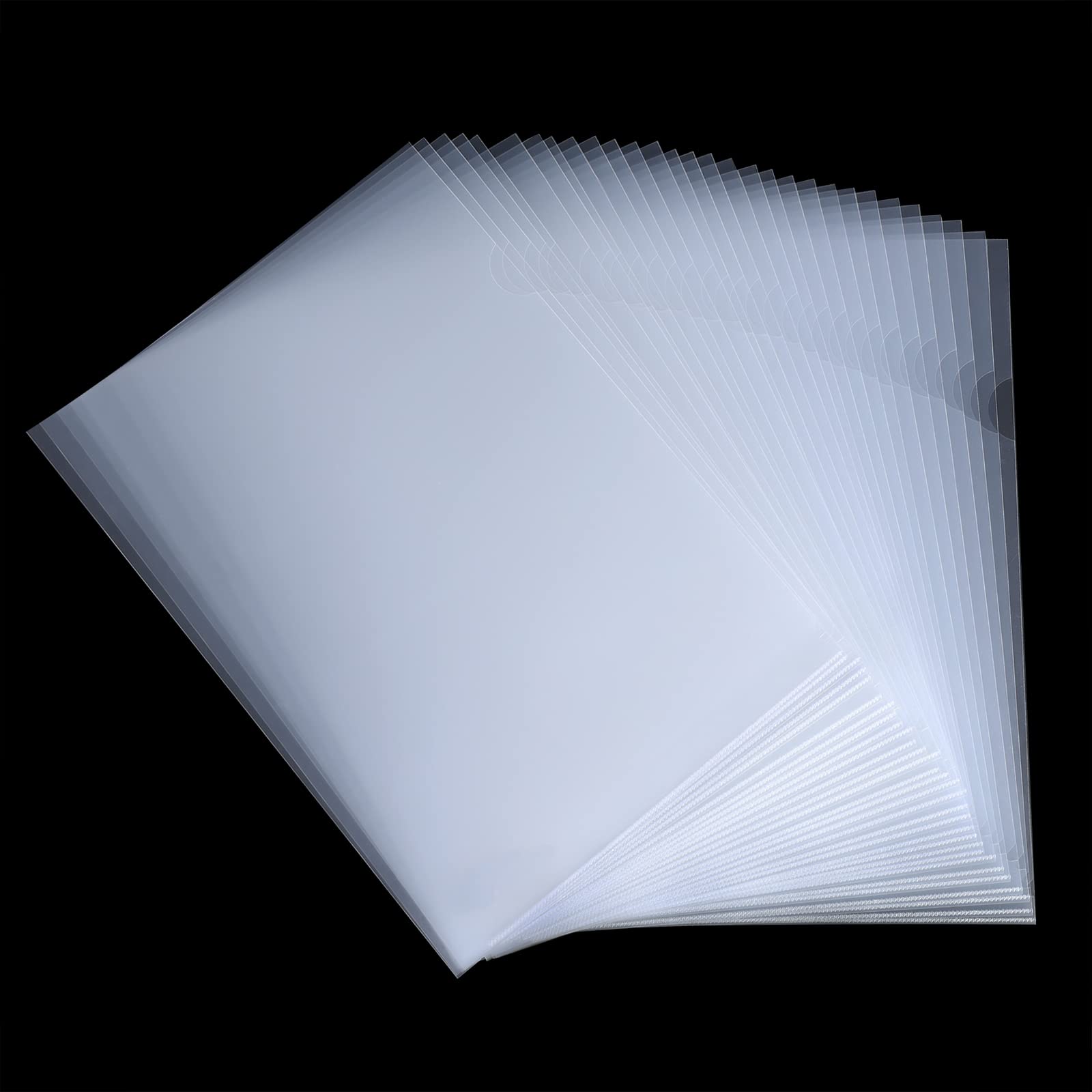 Hotyin 30Pcs A4 Cut Flush Folders, Plastic Clear Document Folders, Top and Side Opening Transparent Project File Cover - 180 Micron PP - for School Office Home