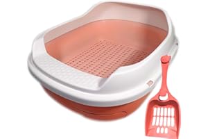 Tom & Sora Creations Pine Pellet Litter Box- Cat, Kitten, Rabbit and Other Small Animals, Drawer System, Odor Control, Easy to Clean (Coral)