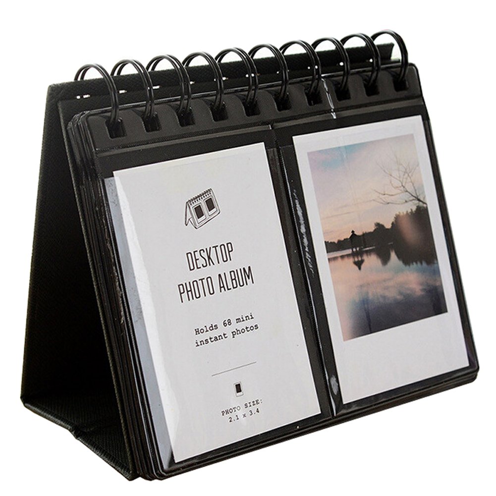 Urvoix 68 Desk Mini Photo Album for Fujifilm Instax Mini 8 7s 25 50s 90 Film, business Card, Black