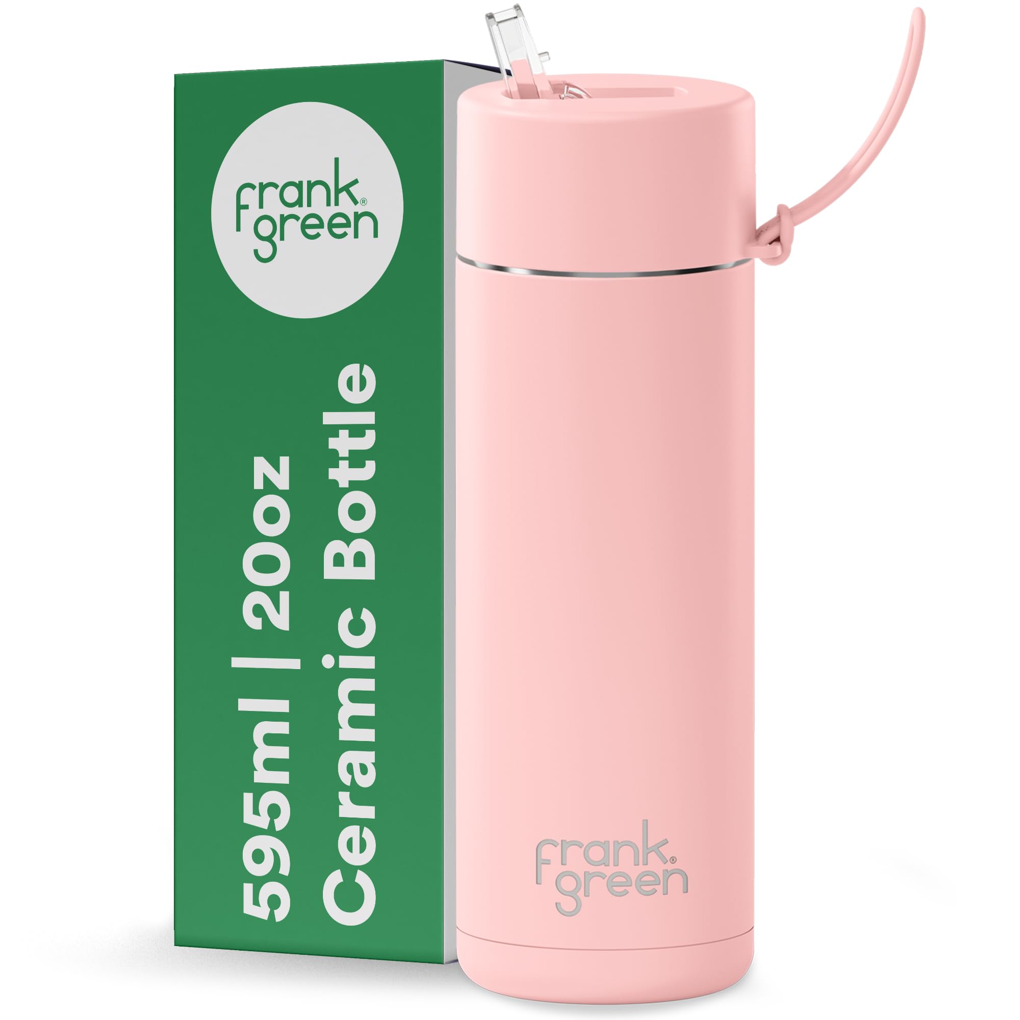 frank green Insulated Water Bottle for Cold Or Hot Drinks - 595ml/20oz Metal Bottle with Straw Lid, Ceramic Insulated, Stainless Steel, Triple Wall Vacuum - Blushed Pink by frank green