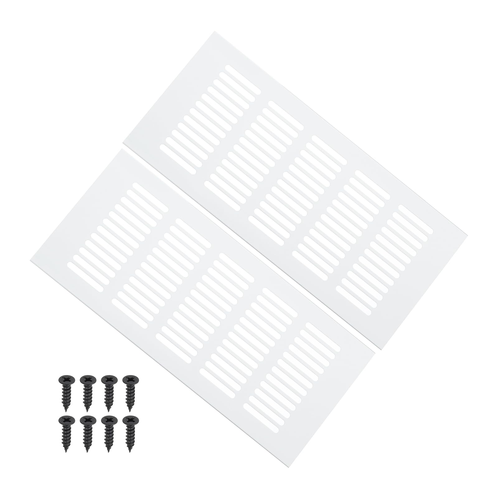 PATIKIL 9 x 4 Inch Door Air Vent Cover, 2 Pcs Heavy Duty Aluminum Grille Ventilation Cover Louvered with Mounting Screws for Cabinet Wardrobe Door, Silver — image 1