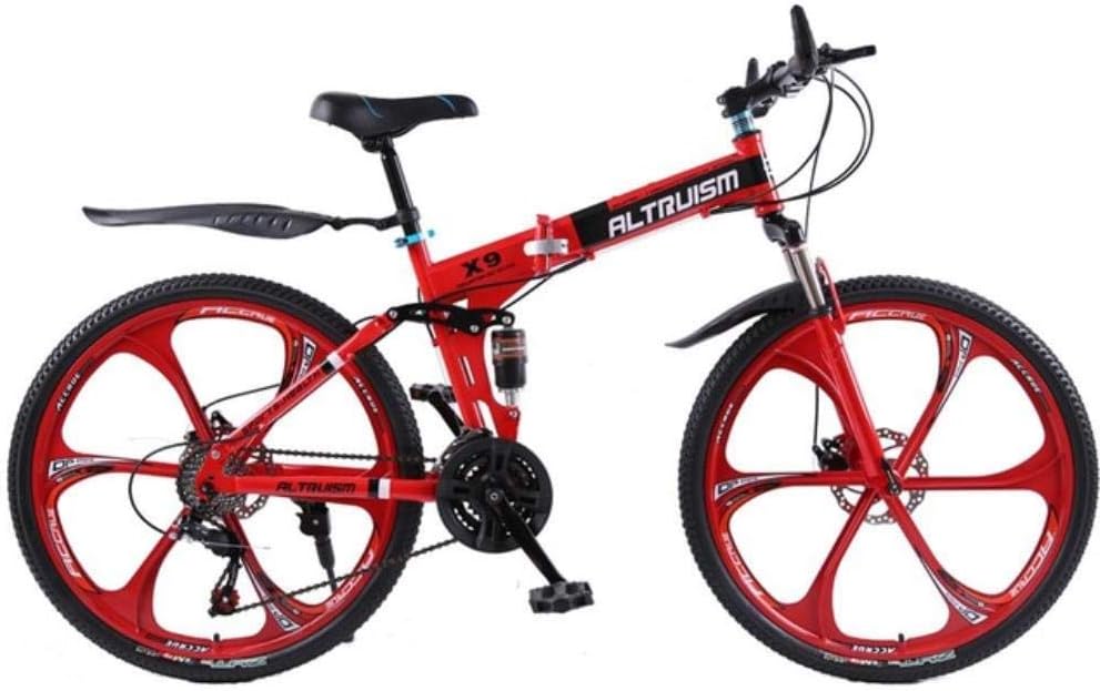 MZLJL Mountain Bicycle,X9 Folding mountain bike Aluminium 21 speed 26 inch dual disc brakes bicycles mountain bikes women crosscountry Bicycle