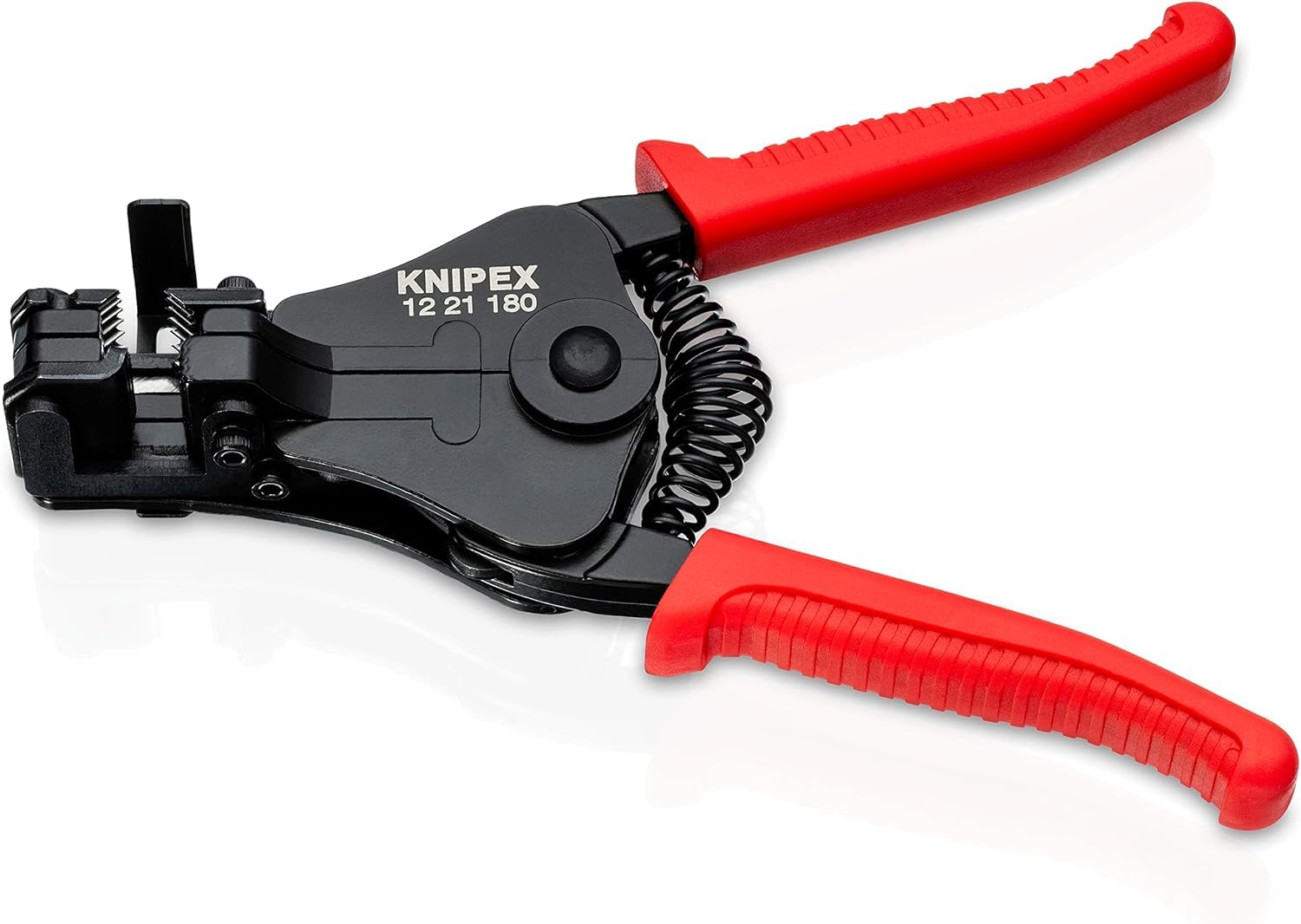 KNIPEX Insulation Stripper with Adapted Blades Black Lacquered with Plastic Grips 180 mm, 12 21 180