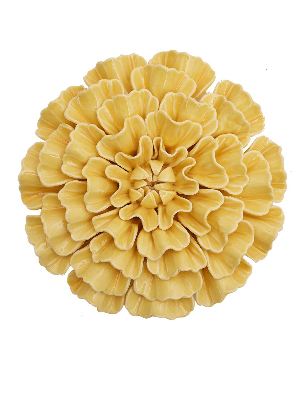 SEINHIJO Ceramic Wall Flower Wall Arts Sculpture Modern Decor Figurine Flower Gifts Ornament Home Statue Indoor Crafts Yellow 19cm