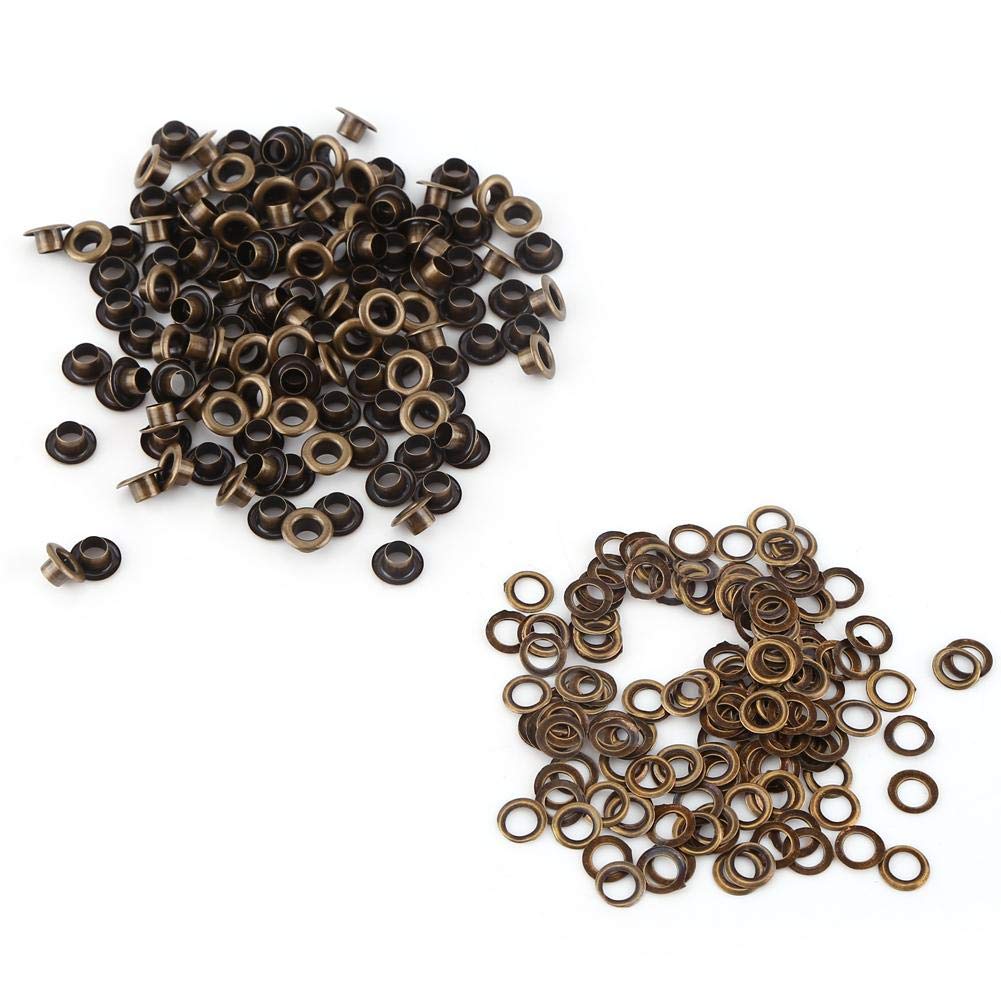 Grommets Kit, 100 Sets Bronze Eyelets with Washers Leathercraft Repair and DIY Decorative Accessories for Clothes Shoes Bags Crafts