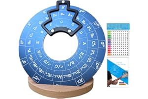 Ssllretu Circle of Fifths Wheel Metal Melody Tool with Guitar Chord Chart Music Theory Book and Wooden Stand for Musical Instruments