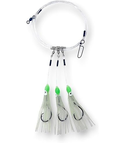 Rig De Pesca De Profundidad Glow Deep Drop – Con Calamares Fluorescentes Y Anzuelos Circulares 6/0, 400 Lb De Línea, Ideal Para Tilefish, Pargo Y Mero