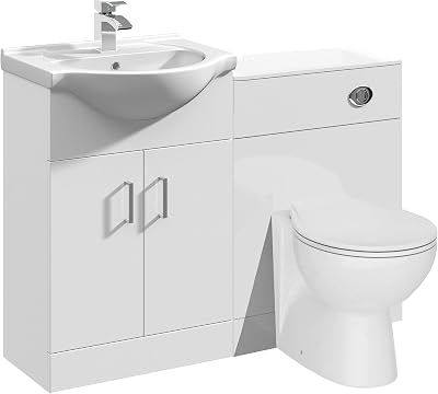 VeeBath Linx 1150 Vanity Unit Set, Sink, Toilet, Soft Close, White