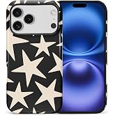 ilikediy for iPhone 17 Pro Max/iPhone 18 Pro Max Case, Cute Cool Star Black Hybrid 2 Layer Hard Shell Silicone Protective Pattern Design Case
