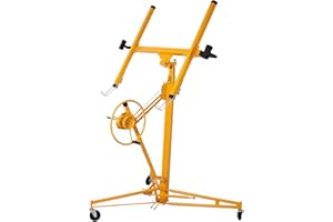 FTOPBTB 16 FT Drywall Lift Panel, Sheetrock Lift Drywall Lift, Adjustable Telescopic Arm, Drywall Lifting Construction Tools & 3 Lockable Wheels, 150lb Weight Capacity Panel Hoist Jack (Yellow, 16FT)