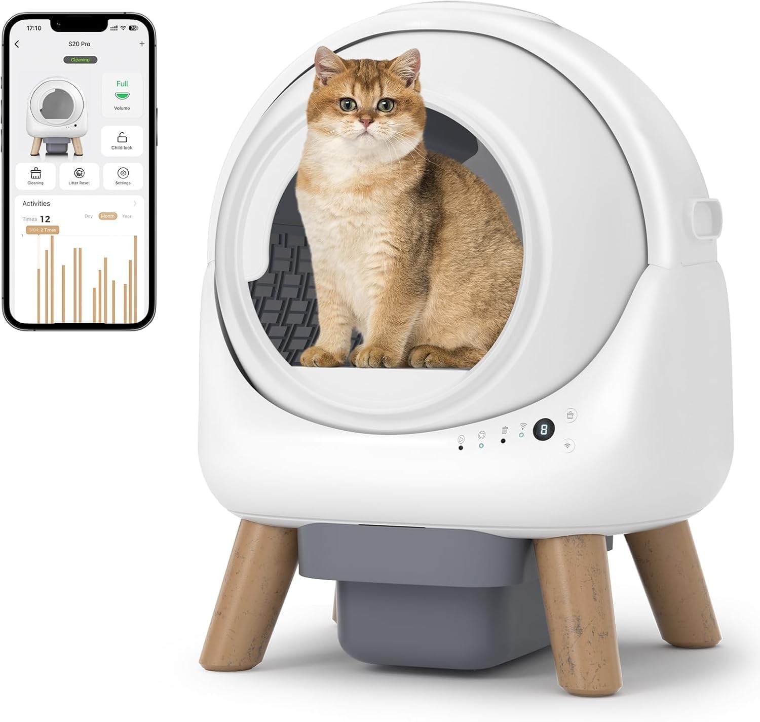 Photo 1 of ***(USED, SOME SCUFFS/SCRATCHES, SLIGHLTY DIRTY -UNTESTED -SELLING AS IS -PARTS ONLY)*** 
Self Cleaning Litter Box,Automatic Cat Litter Box for Multiple Cats,Robot with APP Control,Dual Safety Protection,Odor-Free Waste Disposal Includes Trash Bags,White