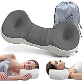 Mixiniso Cervical Neck Roll Pillow, Say Goodbye to Neck Pain, Travel Neck Support Pillow for Side Sleepers, Ergonomic Memory Foam Camping Pillow, Cervical Traction Device with Storage Bag