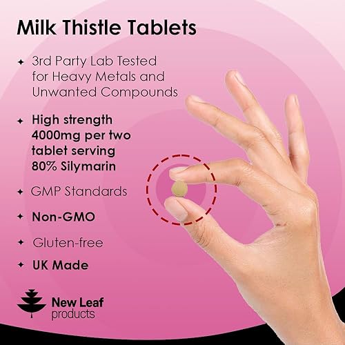 New Leaf Milk Thistle 1000mg Tablets - 4 Month Supply With 80% Silymarin