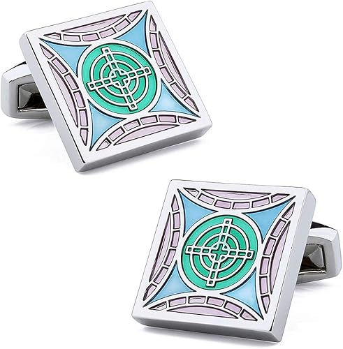 Amazon カフスボタン メンズ おしゃれ スクエア印刷済みカフスメンズアクセサリー 結婚式 フォーマル 通勤 カフス 通販