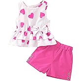 GOLLUNER Kids Girl Clothes Heart Print Sleeveless Top and Shorts Baby Girl Summer Outfits Short Set