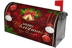 Kawani Merry Christmas Mailbox Covers Happy New Year Mailbox Cover Magnetic Red Winter Holiday Welcome Mail Box Covers Garden Outdoor Decor Standard Size 21 x 18 Inchs