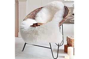 LOCHAS Deluxe Super Soft Fluffy Shaggy Home Decor Faux Sheepskin Silky Rug for Bedroom Floor Sofa Chair, Chair Cover Seat Pad