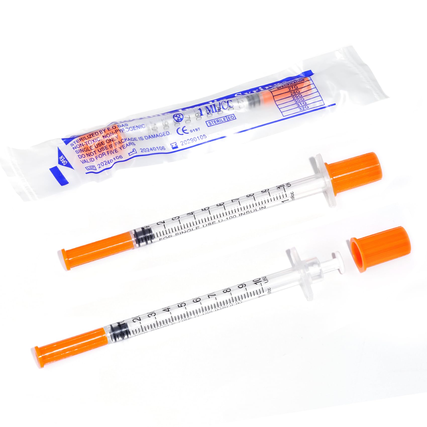 Photo 1 of 100pack 1cc Syringes with 32G 5/16 Inch-8mm U-100 Accurate Measuring for Liquid Individually Sealed Packaging