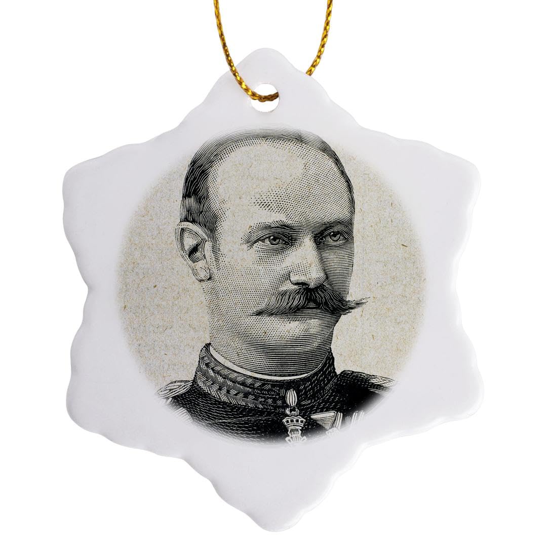 3dRose Christian X, King of Denmark and Iceland, Engraving-Hi13 Pri0316-Prisma Snowflake Ornament, Porcelain, Multi-Colour, 3-Inch
