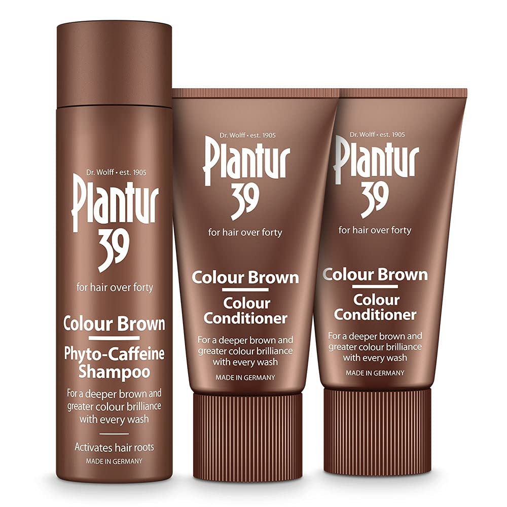Plantur 39 Caffeine Shampoo and Conditioner Set for Brown Brunette Hair | Conceal Hairline Prevents and Reduces Hair Loss | Unique Formula Supports Hair Growth | 250ml Shampoo and 2x 150ml Conditioner