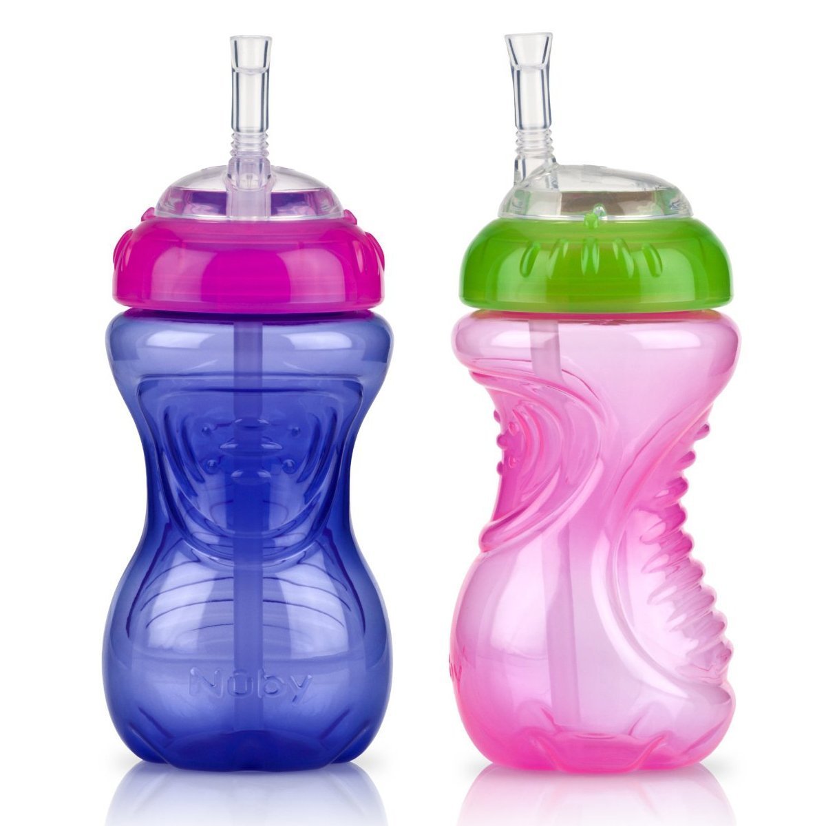 Nuby 2-Pack 10-oz No-Spill Flexi Straw Cup - Purple/Pink