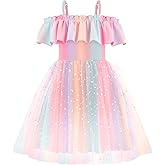 Arshiner Toddler Girl Tulle Dress Girls Sequin Summer Dresses Off Shoulder Flutter Formal Birthday Party Princess Dress