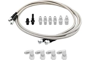 Assembroverse 70 Inch Flexible SS Braided Transmission Cooling Hose Kit Compatible with 700R4 4L60E 4L80E TR6060 AOD 4R70W 4R100 with 6AN to 1/4 NPT & 3/8 NPT Adapters