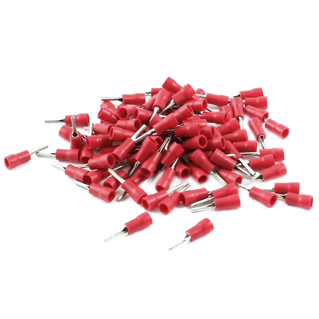 uxcell PVC Insulated Crimp Terminal with 105 Piece, 10 mm Long Pin for AWG22-16 Wire