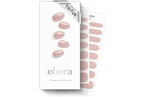 ohora Semi Cured Gel Nail Strips (N Pink Wonderland) - Pink, Solid, Works with Any UV/LED Lamps, Salon-Quality, Long Lasting, Easy to Apply & Remove - Includes 2 Prep Pads, Nail File & Wooden Stick