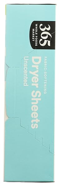 365 BY WHOLE FOODS MARKET, FABRIC-SOFTENING DRYER SHEETS, UNSCENTED, 80 COUNT