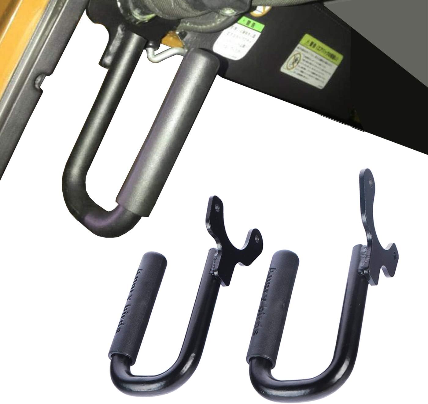 omotor Black Metal Front Grab Handles Grip Handle Grab bar for Jeep Wrangler TJ & Unlimited 1997-2006 (TJ Metal Front Grab Handles)