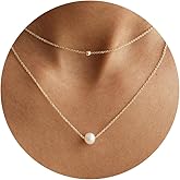 Plenky Pearl Necklaces for Women-14k Gold Plated Layered-Single Pearl Necklace Simple Pearl Choker Necklaces for Women Trendy Cute Gold Necklace Jewelry for Women Gifts