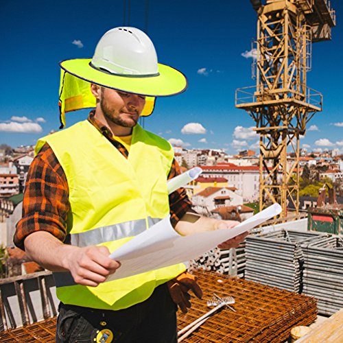 Hard Hat Sun Shield,Full Brim Mesh Neck Sun Shade Protector High Visibility,Reflective(Hard Hat Not Included) by Shellvcase (1, Orange)