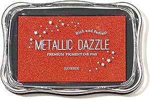 INCAUCA Metallic Ink Pads for Rubber Stamps, Washable Stamp Ink Pad, Ink Pads for Stamping, Embossing Craft Ink Pad Stamps Partner DIY Color for Wedding Card Making Scrapbook Wood Paper, Red