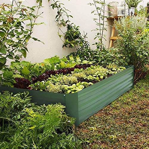 FOYUEE Metal Raised Garden Bed Kit Elevated Planter Box Outdoor Patio Frame for Vegetables 4' x 3' x 1', Green - Thumbnail 7