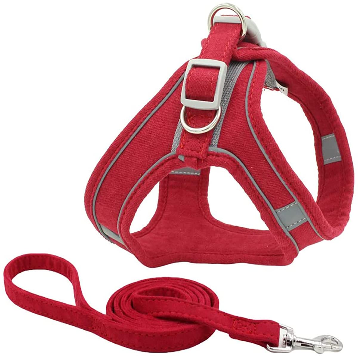 Dog Harness and Leash Set Dog Chest Strap Pet Vest Harness with Handle Adjustable Reflective Dog Harness for Small Dog Medium Dog Cat Red L