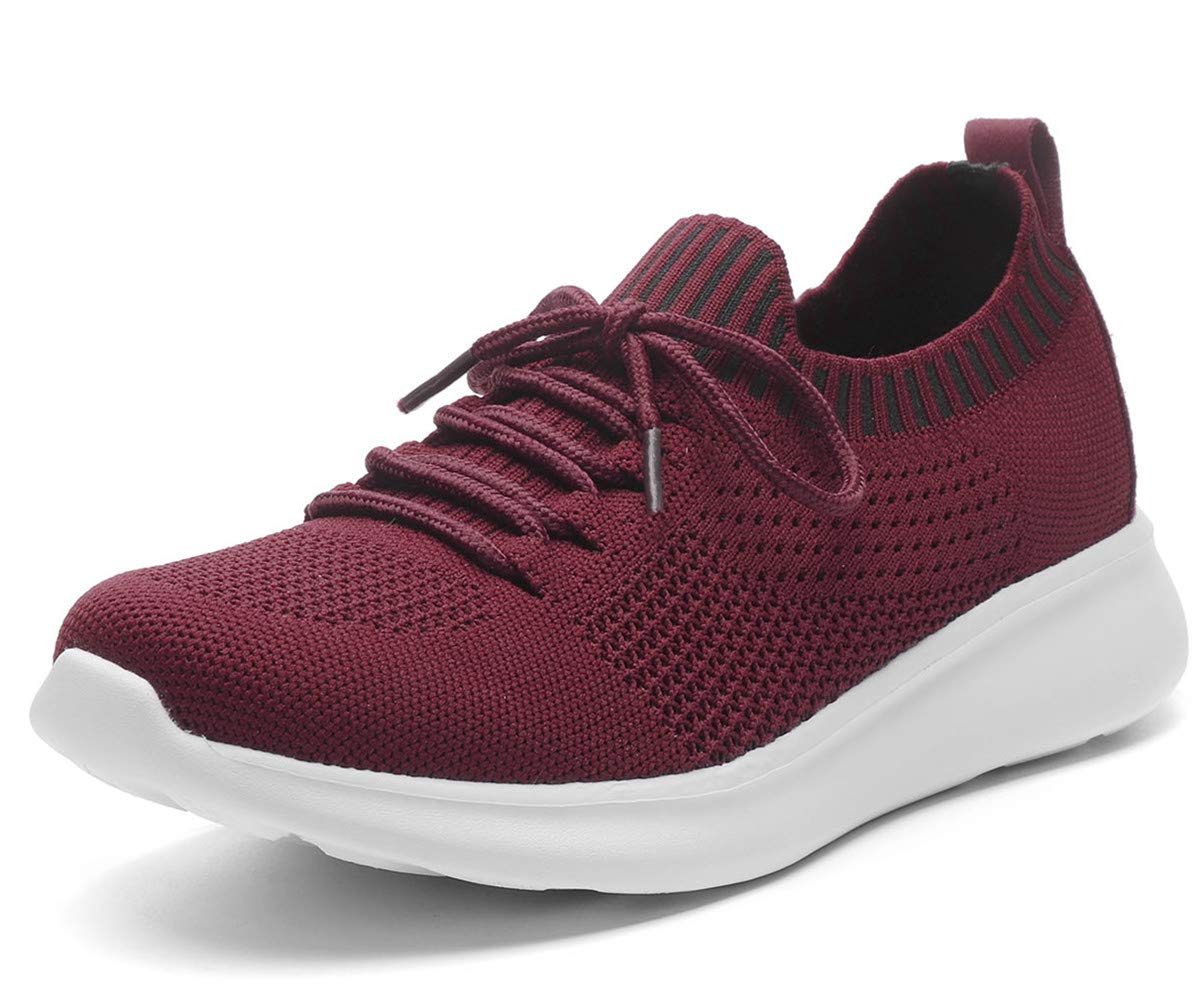 DADAWEN Women's Sneakers Lightweight Casual Breathable Athletic Walking Running Shoes Wine Red US Size 10 - Image 3