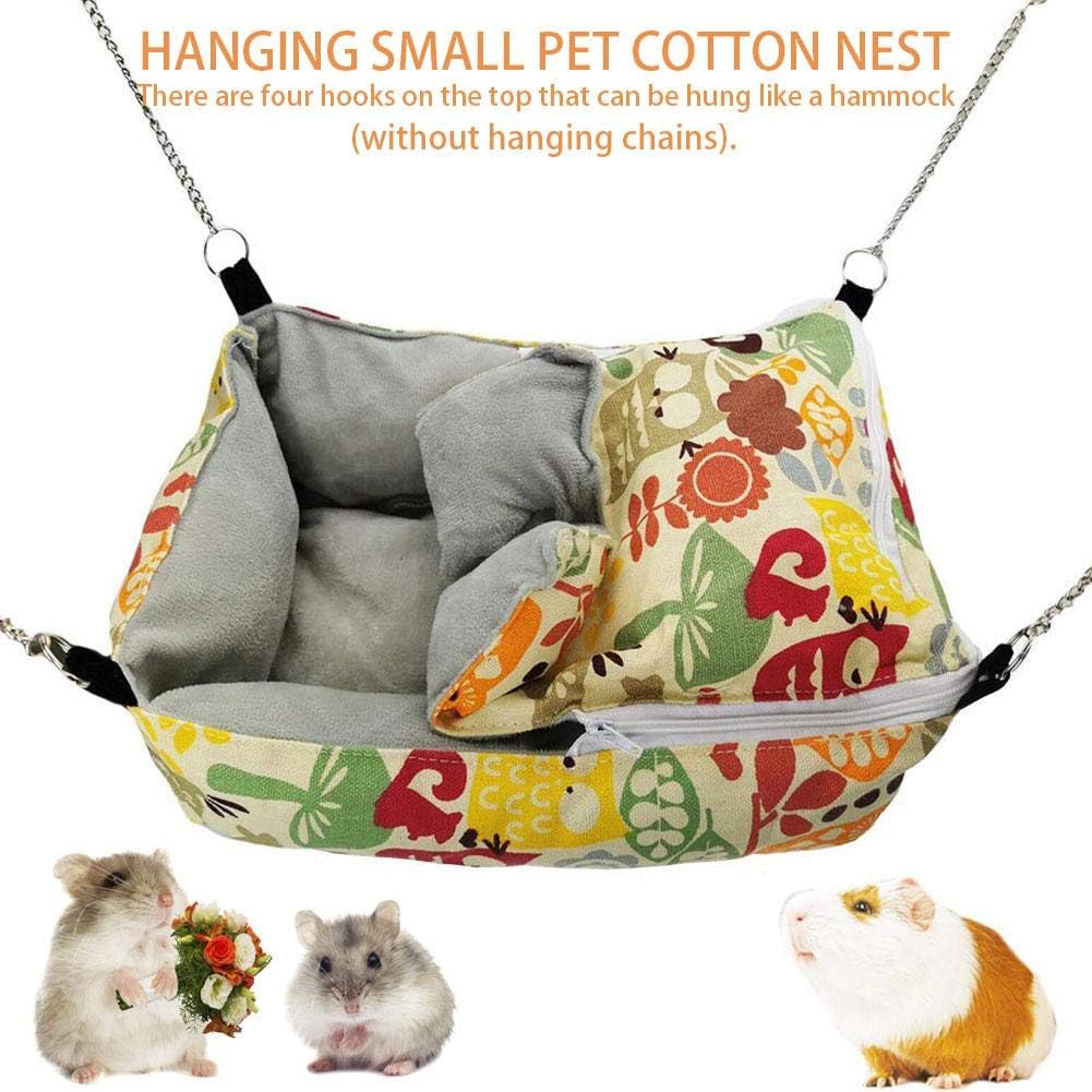 LianLe Hanging Small Pet Cotton Nest, Winter Warm Guinea Pig Rabbit Hedgehog Bed Sugar Glider Squirrel Hamster Hanging Cave Bed Snuggle Sack for Cage Accessories