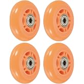 PATIKIL 70mm OD Inline Skate Wheels with Bearings, 4 Pack 82A Roller Skate Wheels Replacement Accessories for Single Row Skate Caster Board Indoor or Outdoor, Orange