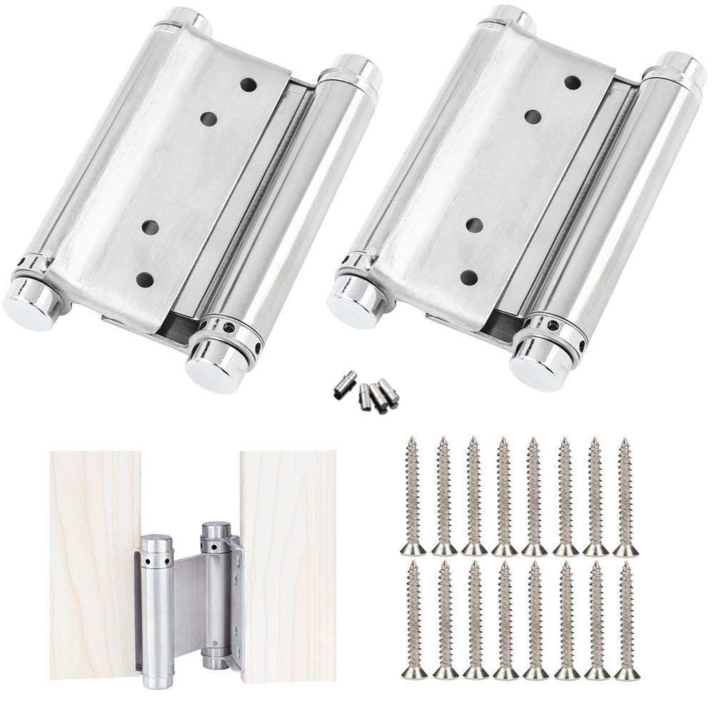 GOLRISEN Pack of 2 Swing Door Hinges, Stainless Steel Hinge for Swing Door, 75 mm Heavy Duty Door Hinge, Double Action Spring Hinge for Swing Doors, Bar, Metal & Wooden Doors