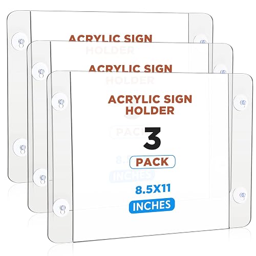 Gerrii 3 Packs Acrylic Window Wall Mount Sign Holder 8.5 x 11 Inch ...