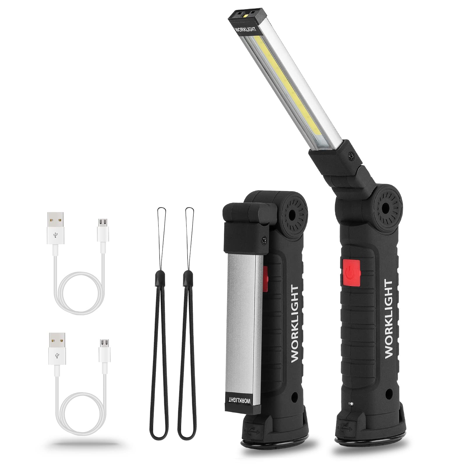 Vagocom LED Battery Powered Rechargeable Torches, Gifts for Mens Him,Bright Inspection Lamp Torch Work Light Mechanic Tools with Magnetic Base and Hook for Camping Christmas Birthday Gift(2 Pack) — image 1